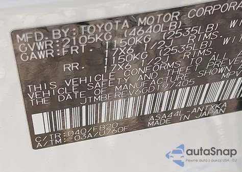 2016 Toyota Rav4 Le from USA, damaged, VIN JTMBFREV6GD197405